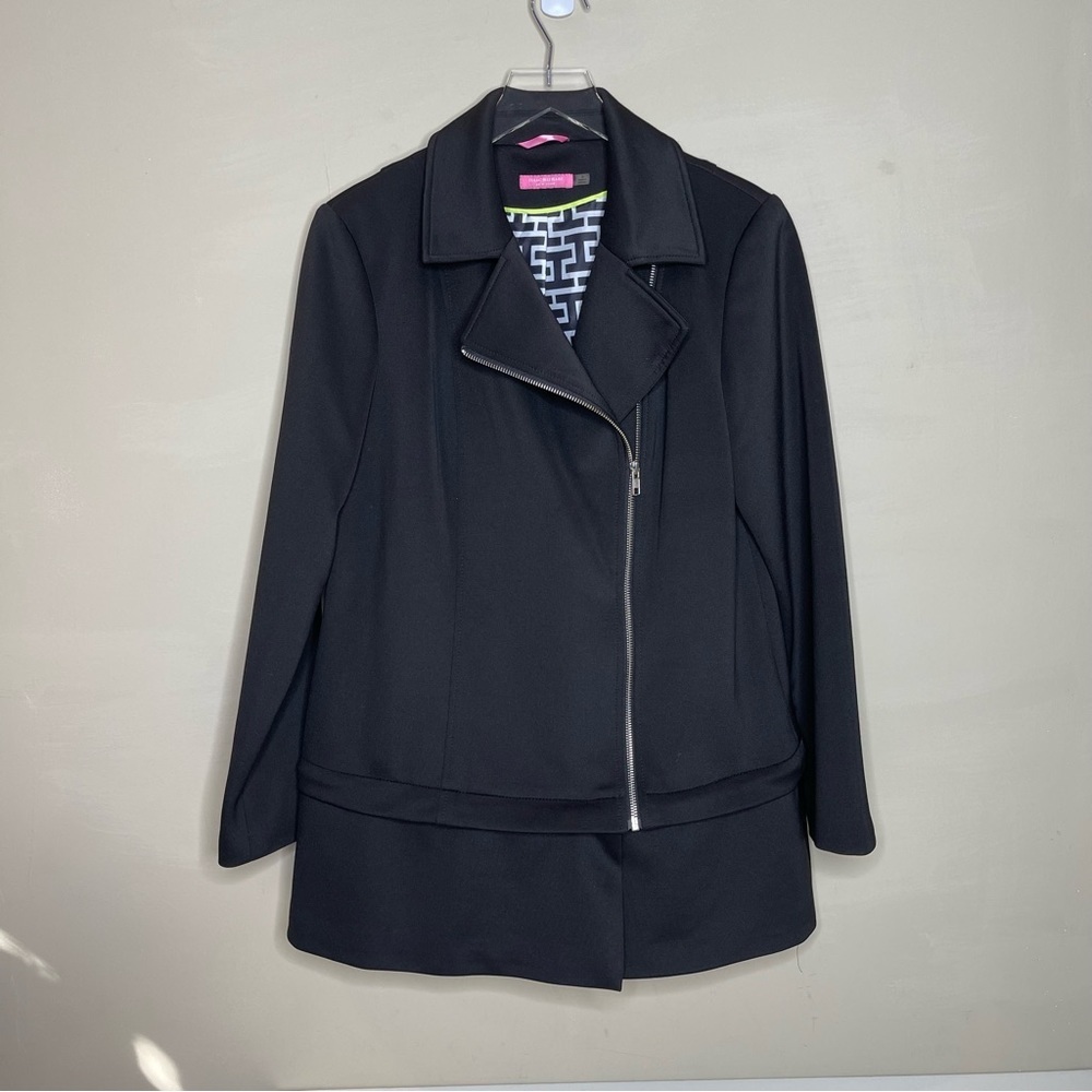 ISAAC MIZRAHI BLACK ZIPPER HEM BLAZER Jacket